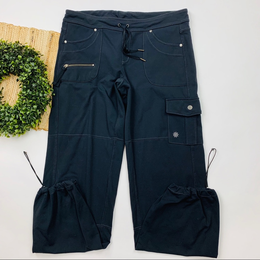 Athleta Black Cargo Jogger Pants with Drawstring Waist - Picture 3 of 8